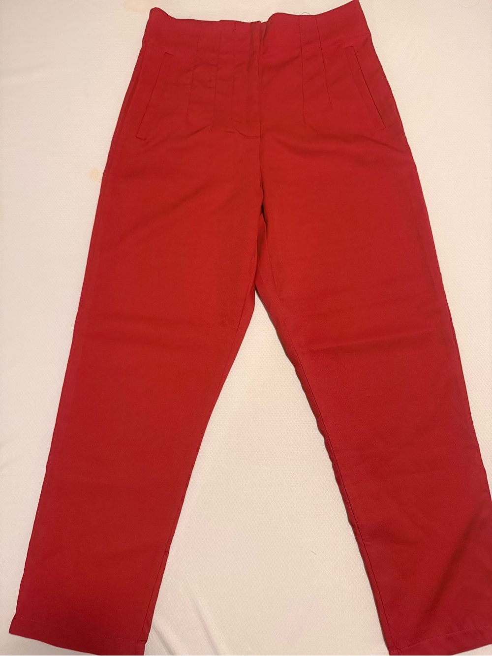 Red high waisted dressy crop pants
